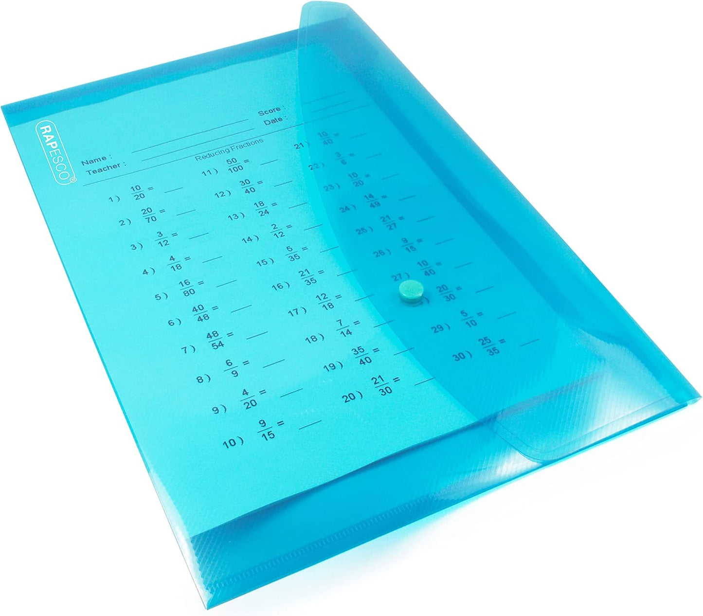 Rapesco 1677 Popper Wallets, A4+ / Foolscap, Assorted Transparent Colours, Pack of 25