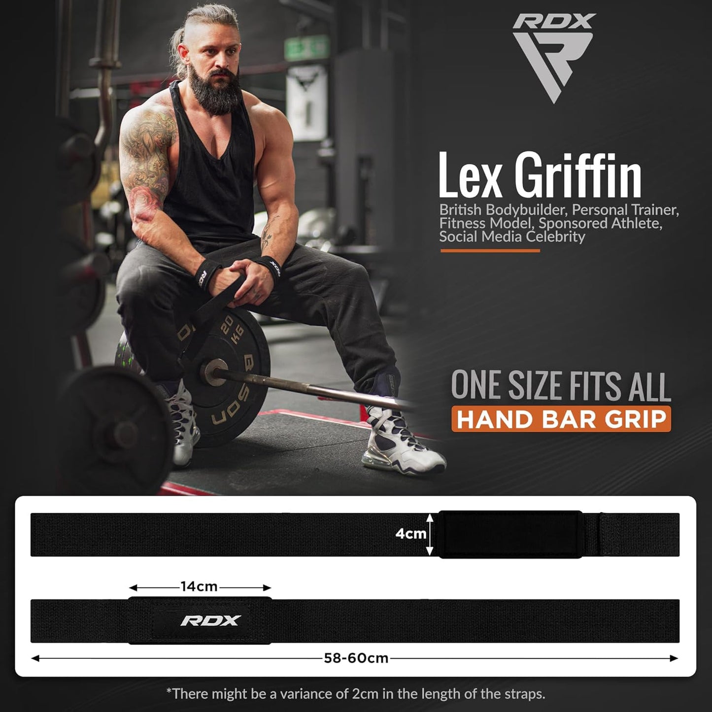 RDX Weight Lifting Straps Deadlifting Powerlifting, 5MM Neoprene Wrist Support, Anti Slip 60CM Hand Bar Grip, Heavy Duty Bodybuilding Weightlifting Workout, Soft Cotton, Strength Training Gym Fitness