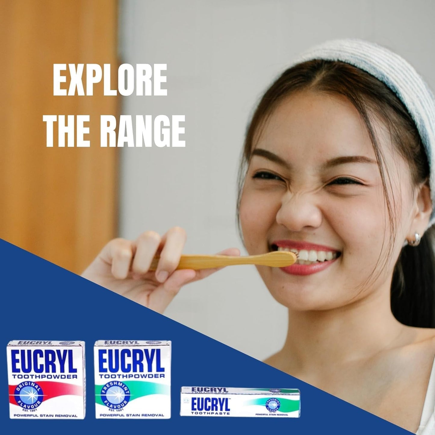 Eucryl Freshmint Toothpowder, Tooth Whitening Powder, Powerful Stain Remover, For Tobacco, Tea, Coffee & Wine Stains, Unique Polishing Action, 1 x 50g