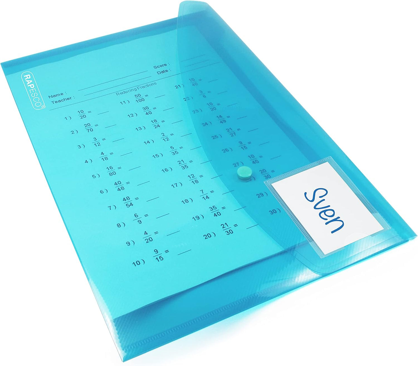 Rapesco 1678 Popper Wallets, A4+ / Foolscap, Assorted Transparent Colours, Pack of 40