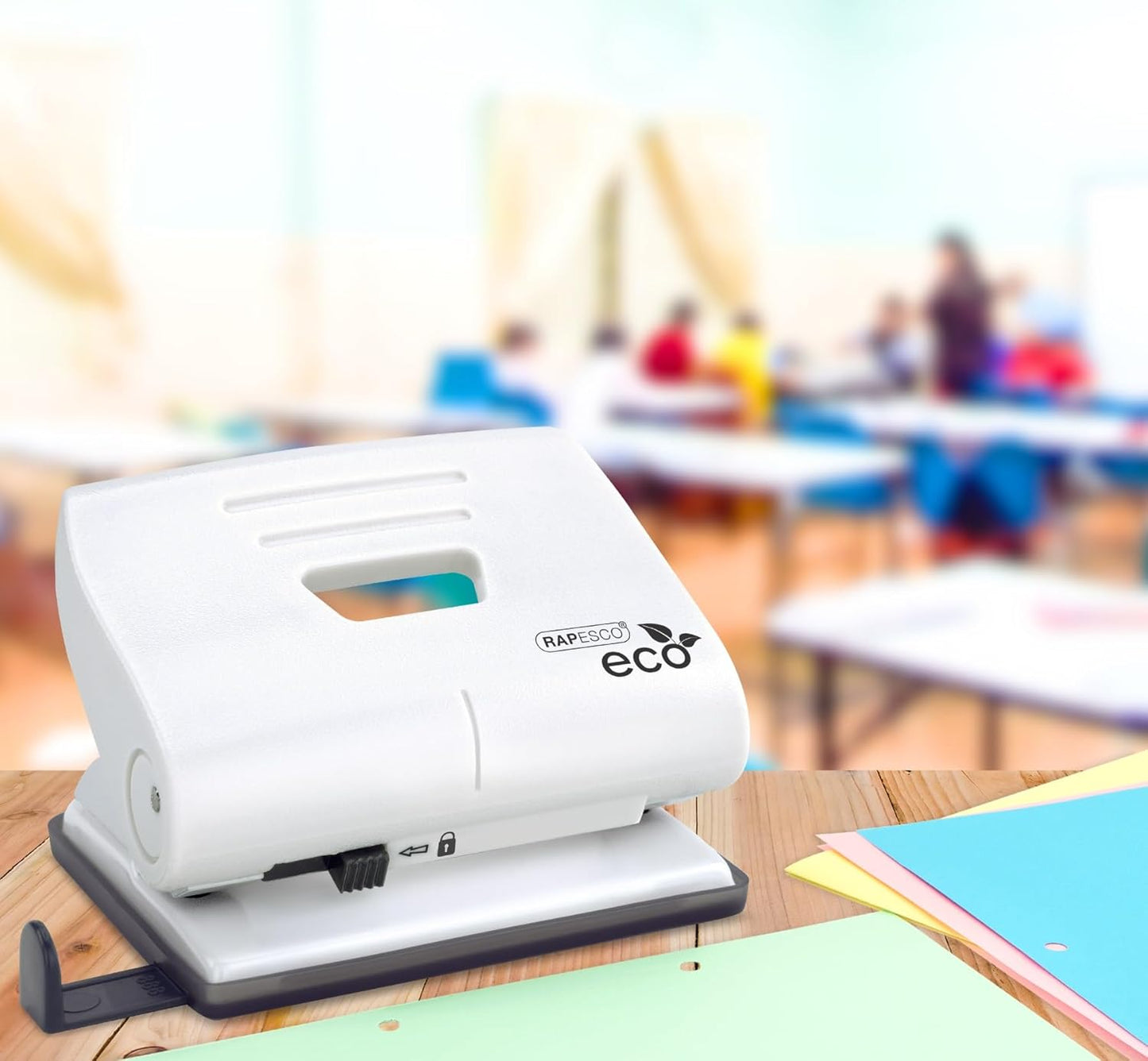Rapesco 1522 ECO 2-Hole Punch, 22 Sheet Capacity, Soft White