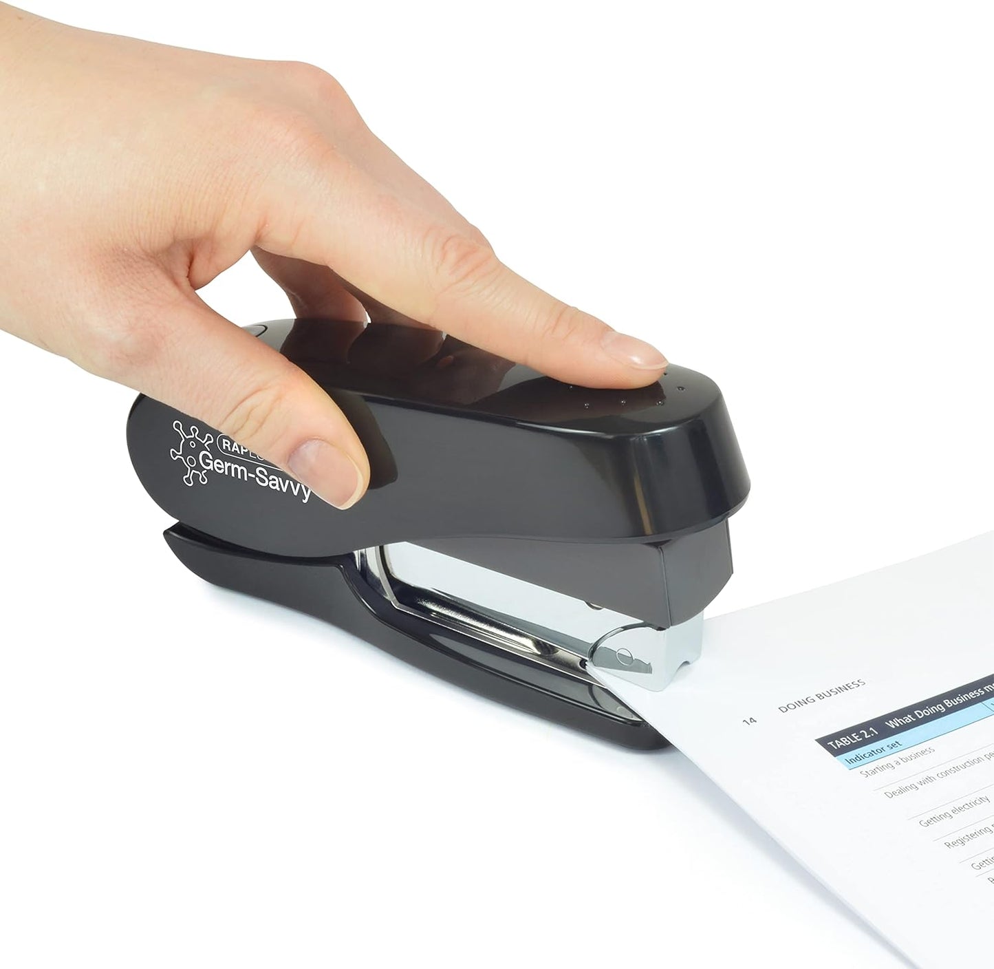 Rapesco RR7260B3 Germ-Savvy Antibacterial, Sting Ray Half Strip Stapler, Black