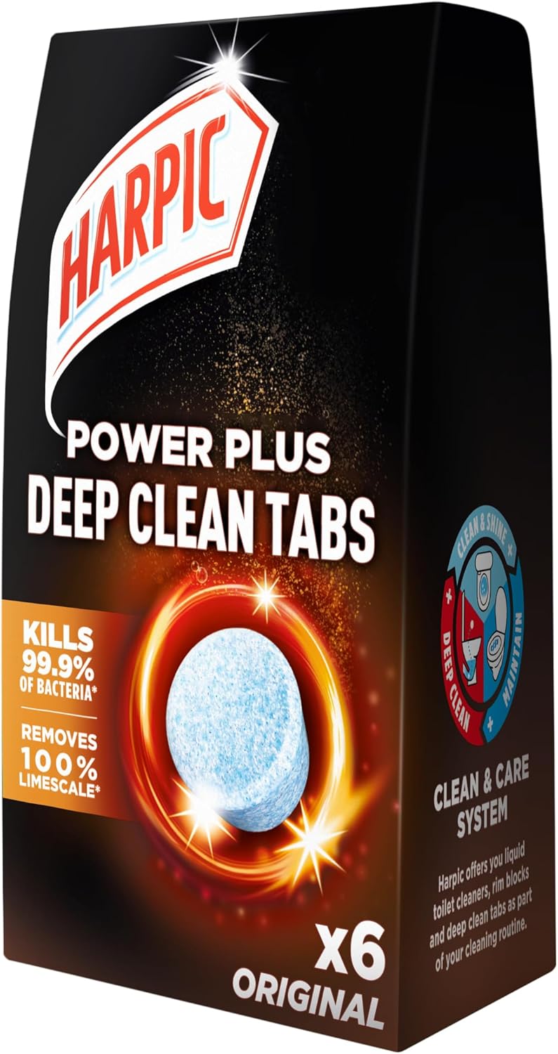 Harpic Power Plus Deep Cleaning Toilet Tablets, Original Scent, Pack 1 x 6 Tablets, Deep Clean Without Scrubbing, Removes 100% Limescale, Toilet Cleaner