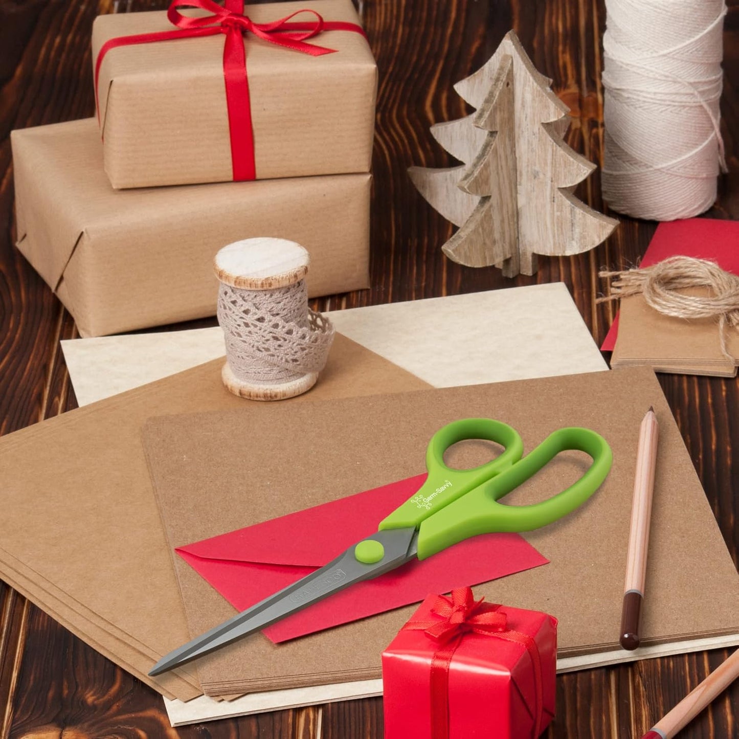 Rapesco 1667 Germ-Savvy Antibacterial, 21 cm Titanium Blade Soft Grip Handle Scissors, Assorted Colours, Pack of 3