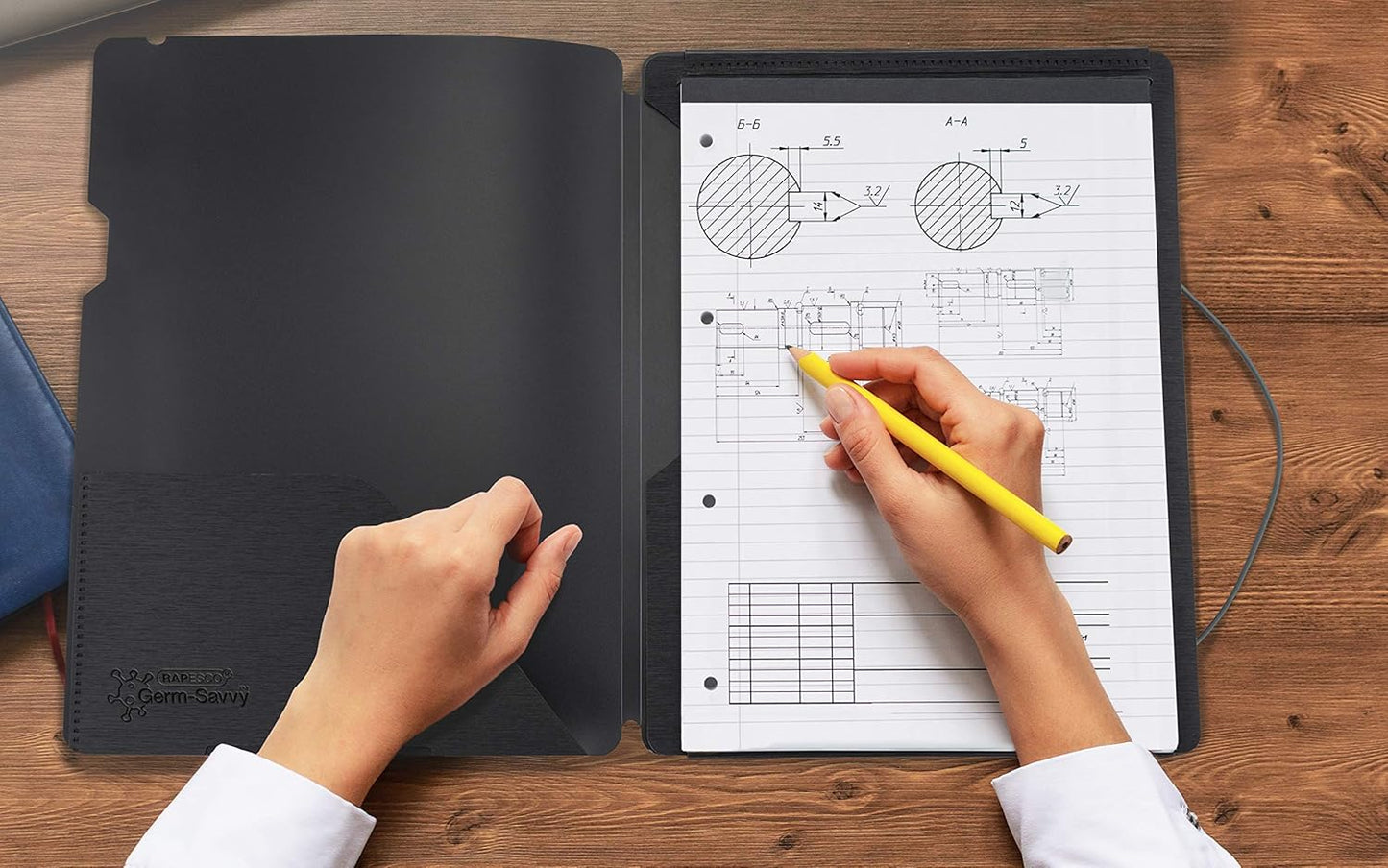 Rapesco 1636 Conference Portfolio Folder and 3 x Refill Pads with 160 Sheets, A4, Black