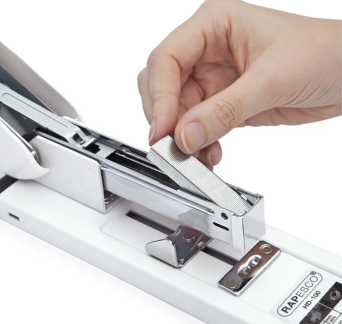 Rapesco 1391 ECO HD-100 Heavy-Duty Stapler with 2000 Type 923/10mm Staples, 100 Sheet Capacity, Soft White