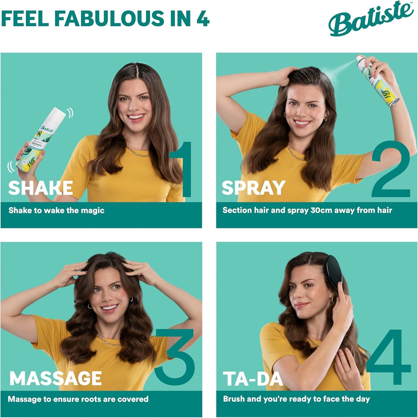 Batiste Colour Dry Shampoo - Black and Dark Brown, 200 ml (Packaging may Vary)