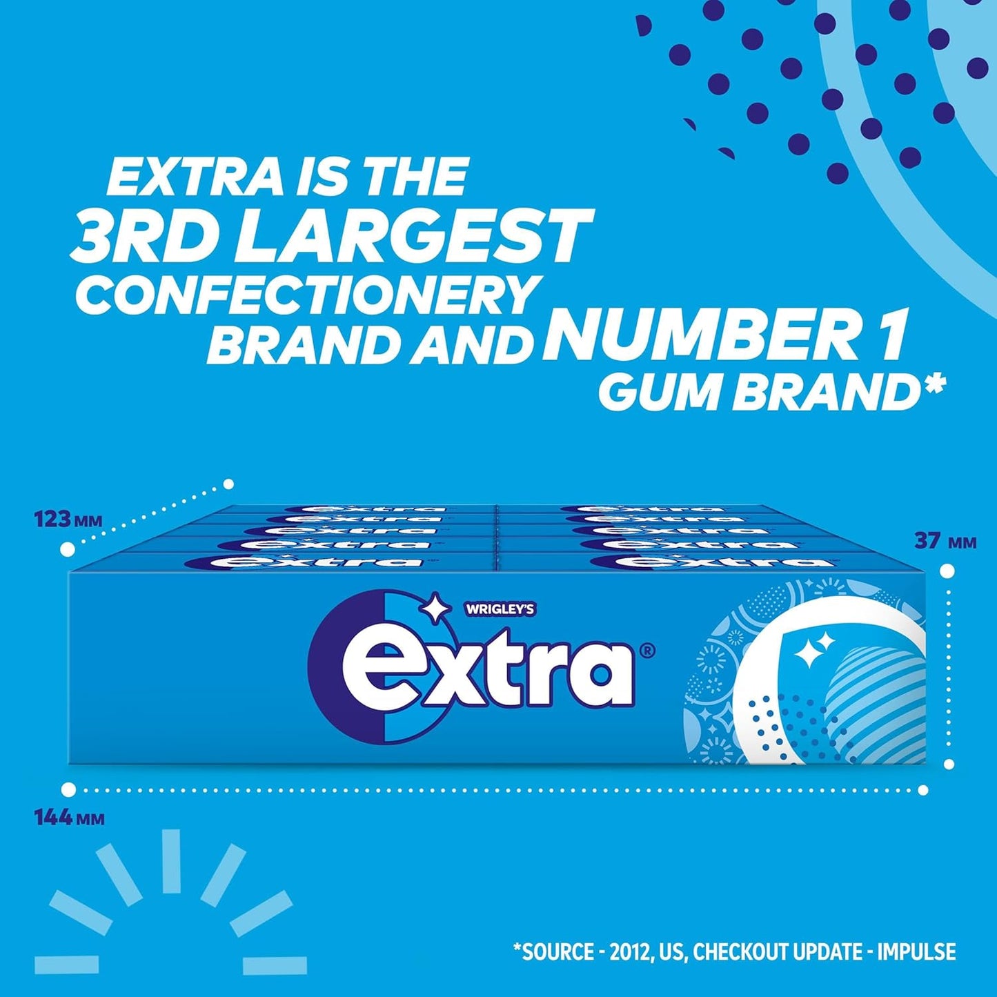 Wrigley's Extra Chewing Gum, Peppermint Flavour, 30 Packs of 10 Pieces, Sugar Free Chewing Gum Bulk Pack with Xylitol (300 pieces)