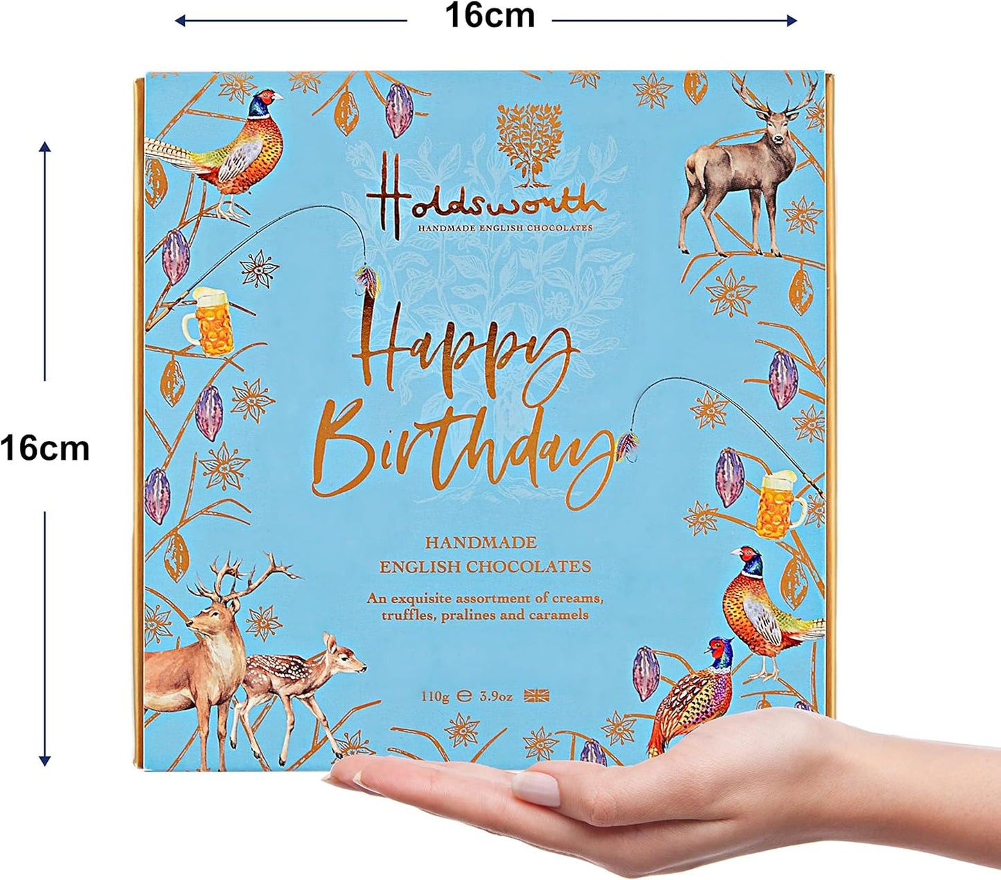 Holdsworth Chocolates Occasions Collection - Happy Birthday Blue Gift Box Of Handmade Truffles And Assorted Milk, White And Dark Chocolates – Perfect for gifting - 110g