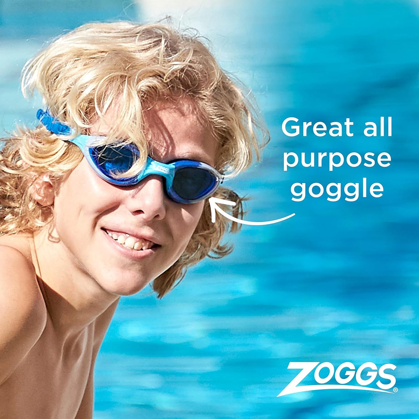 Zoggs Super Seal Kids Swimming Goggles, UV Protection, Quick Adjust Split Yoke Comfort Strap, Fog Free Clear Swim Goggle Lenses, Ages 6-14