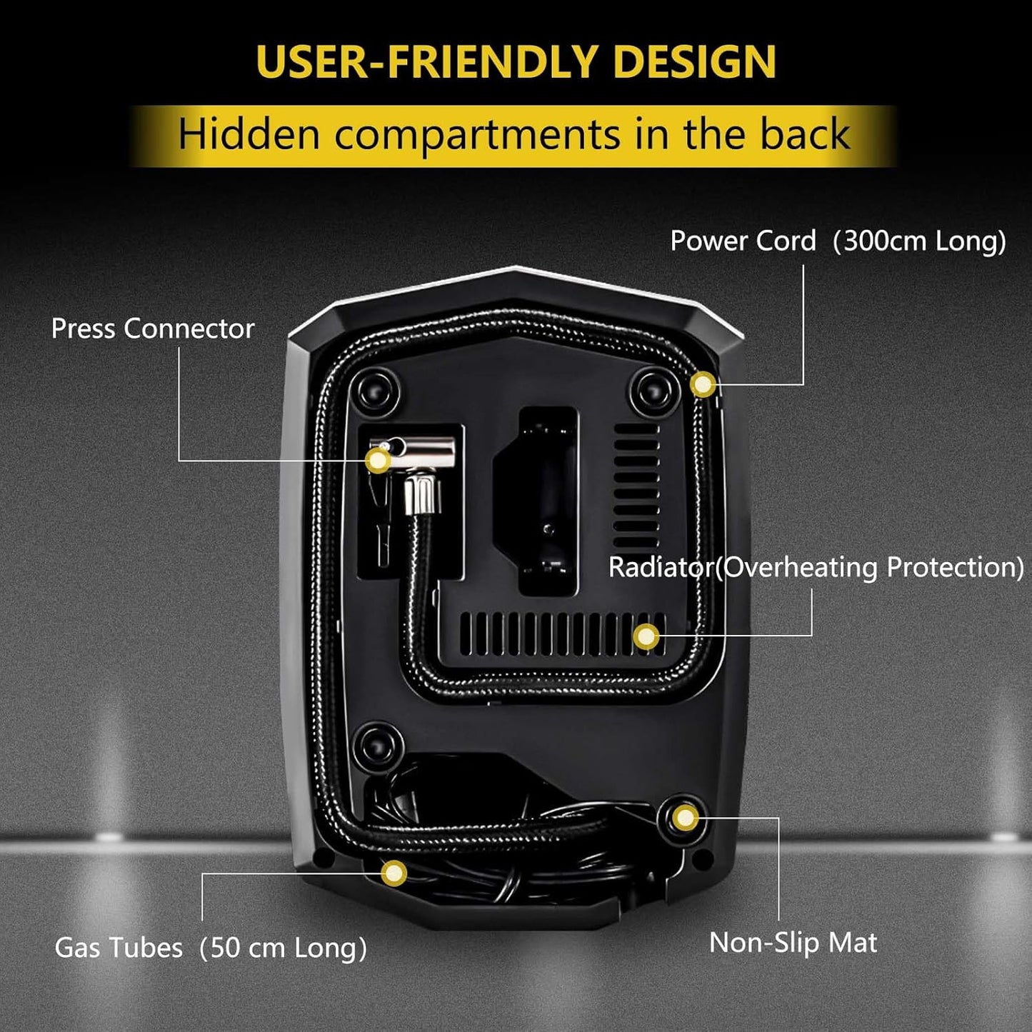 SYTUNG Digital Tyre Inflator, Portable Air Compressor Car Tyre Pump with 3 Nozzle Adaptors and Digital LED Light, 12V Rapid Tyre Inflator Air Compressor for Car Tires and Other Inflatables
