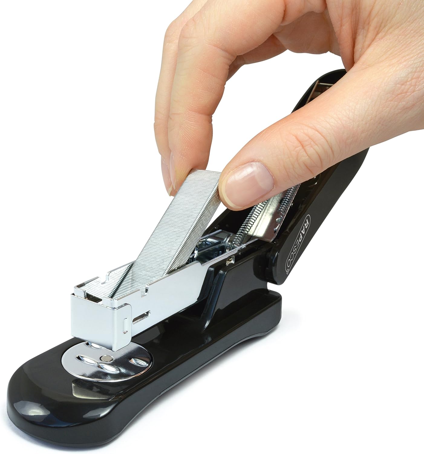 Rapesco R53800B1 Snapper Half-Strip Stapler, 20 Sheet Capacity, Black