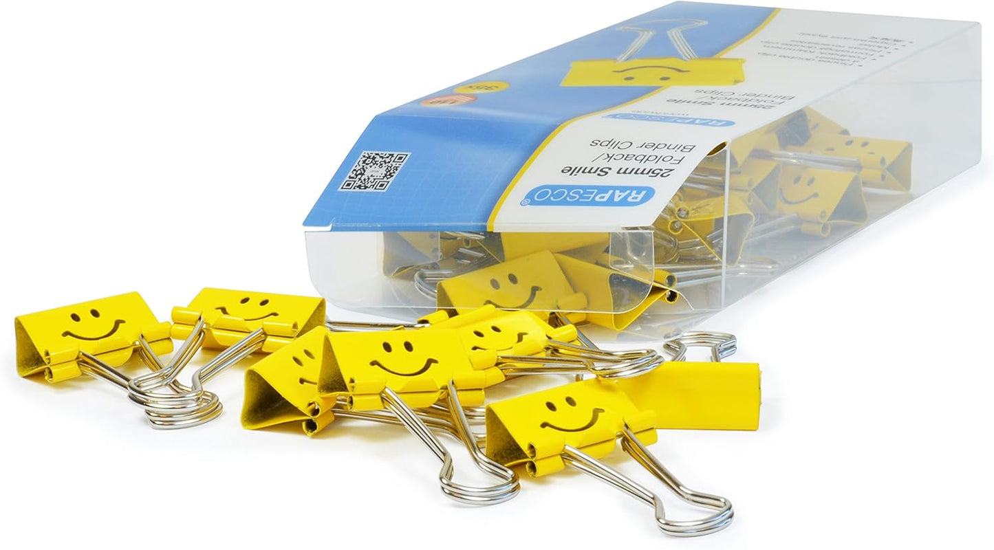 Rapesco 1492 19 mm Foldback Clips, Assorted Bright Colours, Pack of 80