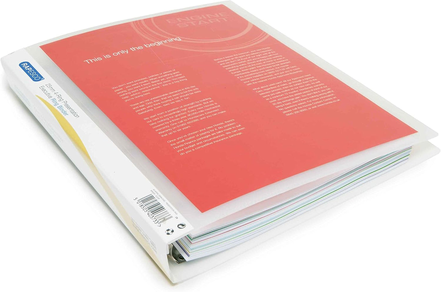 Rapesco 0717 4-Ring Presentation Ring Binder, 35 mm Spine, A4, Clear Transparent, Pack of 10