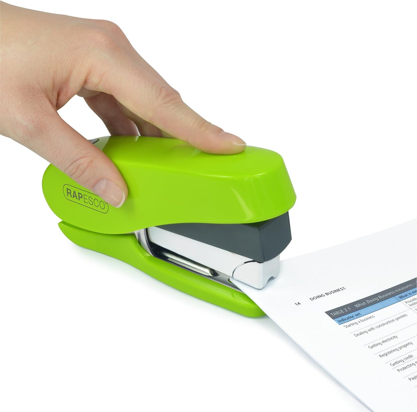 Rapesco 1470 Luna Less Effort Stapler with 2000 Staples, 50 Sheet Capacity, Green