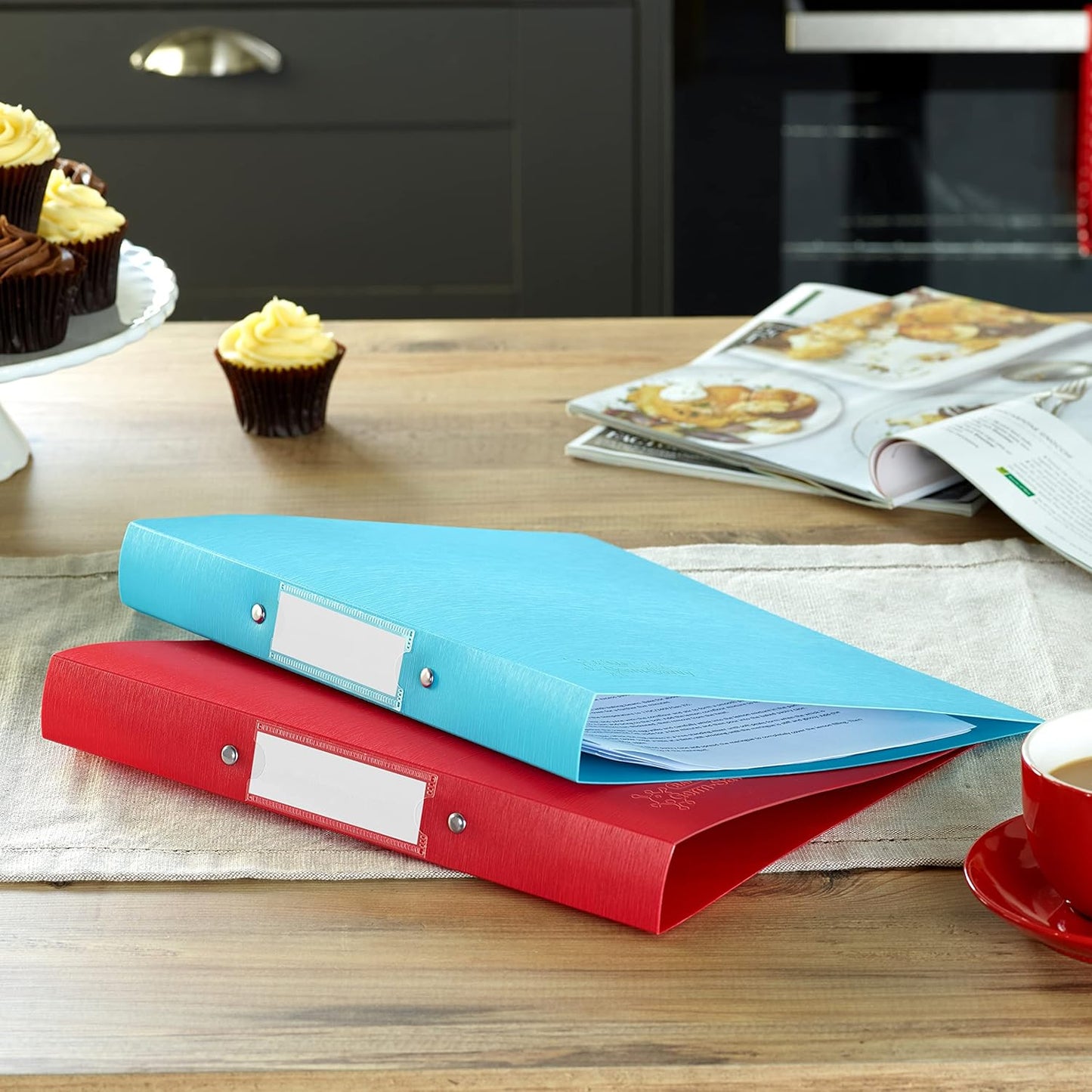 Rapesco 1661 2-Ring Binder with Antibacterial Protection, 35 mm Spine, A4, Red, Pack of 4