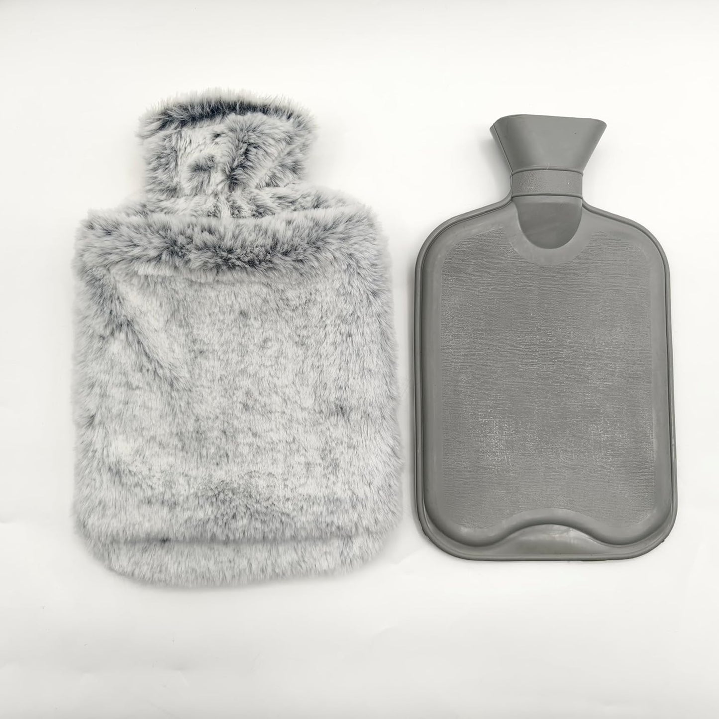 BOLEi Hot Water Bottle with Luxury Cosy Faux Fur Cover,2L Leakproof Large Hot Water Bag for Neck,Shoulder,Hand Feet Warmer,Ideal for Women,Men(Grey)