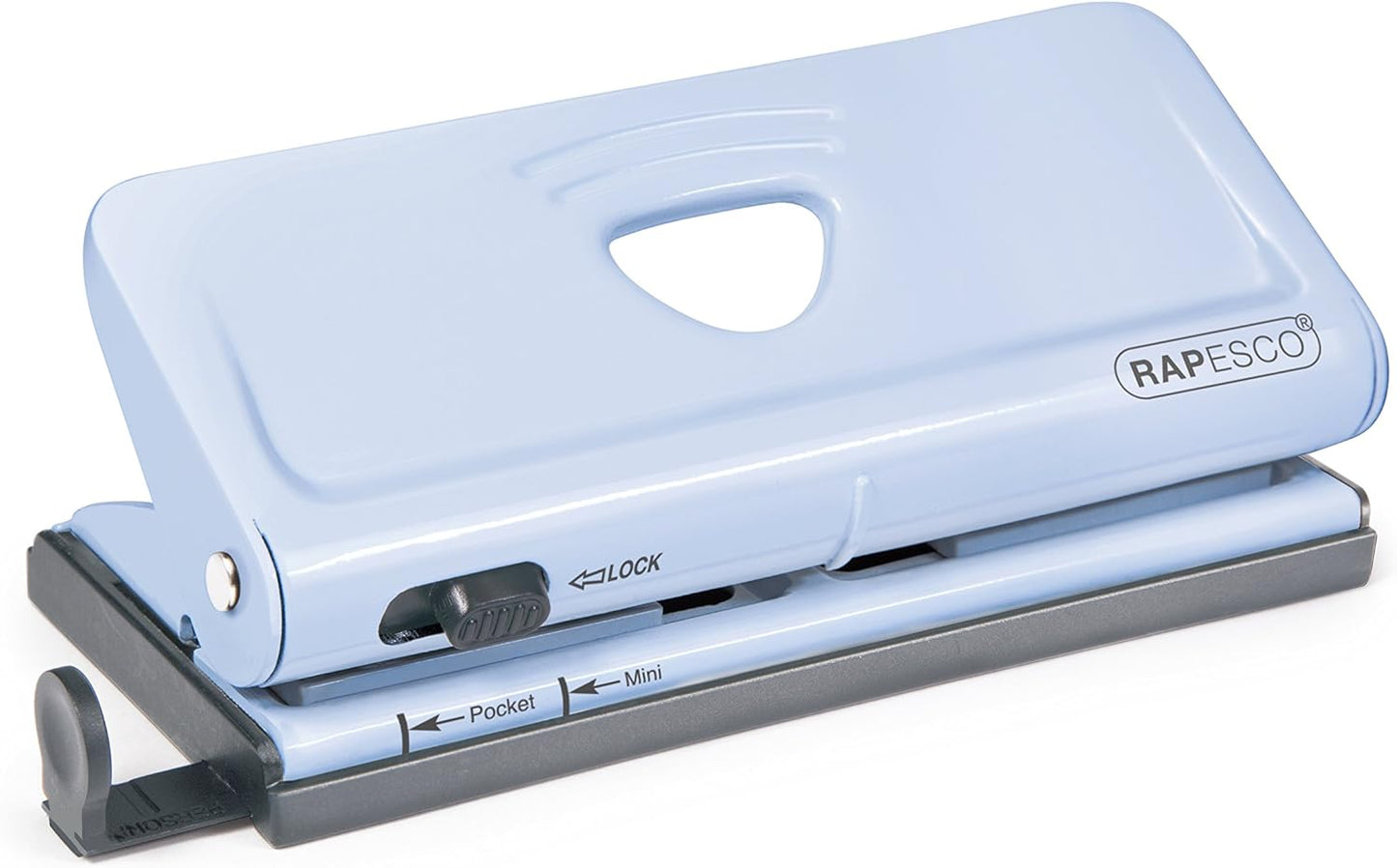 Rapesco 1323 Adjustable 6-Hole Organiser/Diary Punch, 10 Sheet Capacity, Powder Blue