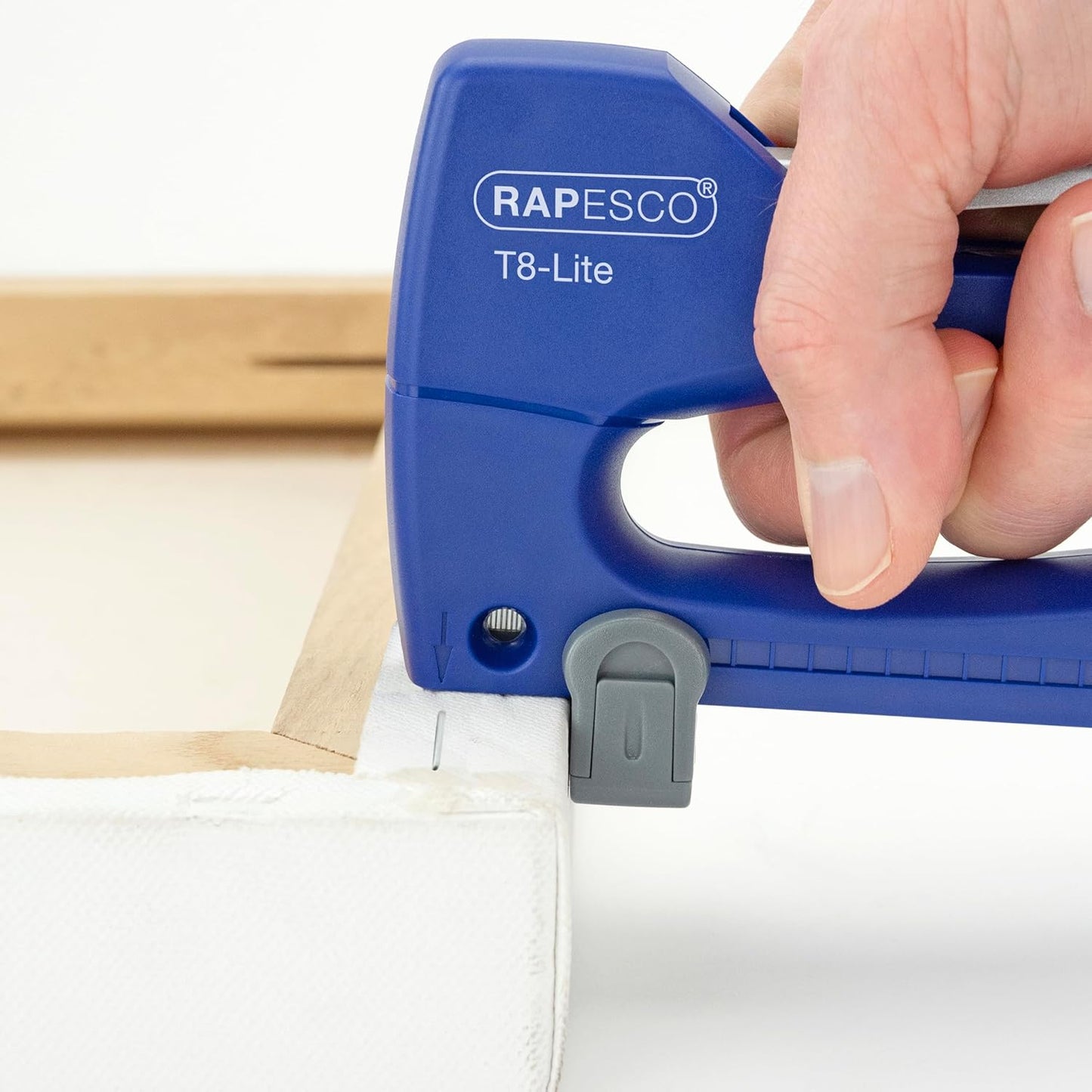 Rapesco 0955 Germ-Savvy Antibacterial, T8-Lite Staple Tacker with 300 13/6mm Staples, Blue/Chrome