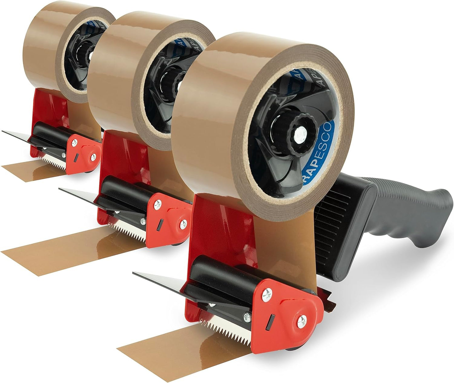 Rapesco 1742 Business Pack: 3 Germ-Savvy Antibacterial 960 Tape Dispensers and 3 Brown Packing Tapes