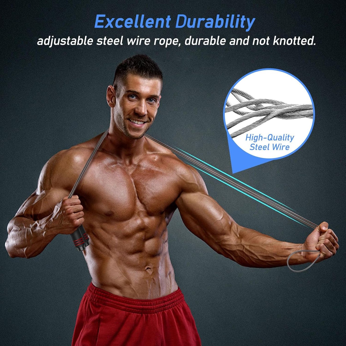 Blukar Skipping Rope, Speed Jump Rope Tangle-free Adjustable Cord with Rapid Ball Bearings & Soft Foam Handle for Fitness Workouts Fat Burning Exercises Boxing - Spare Cord Length Adjuster Included