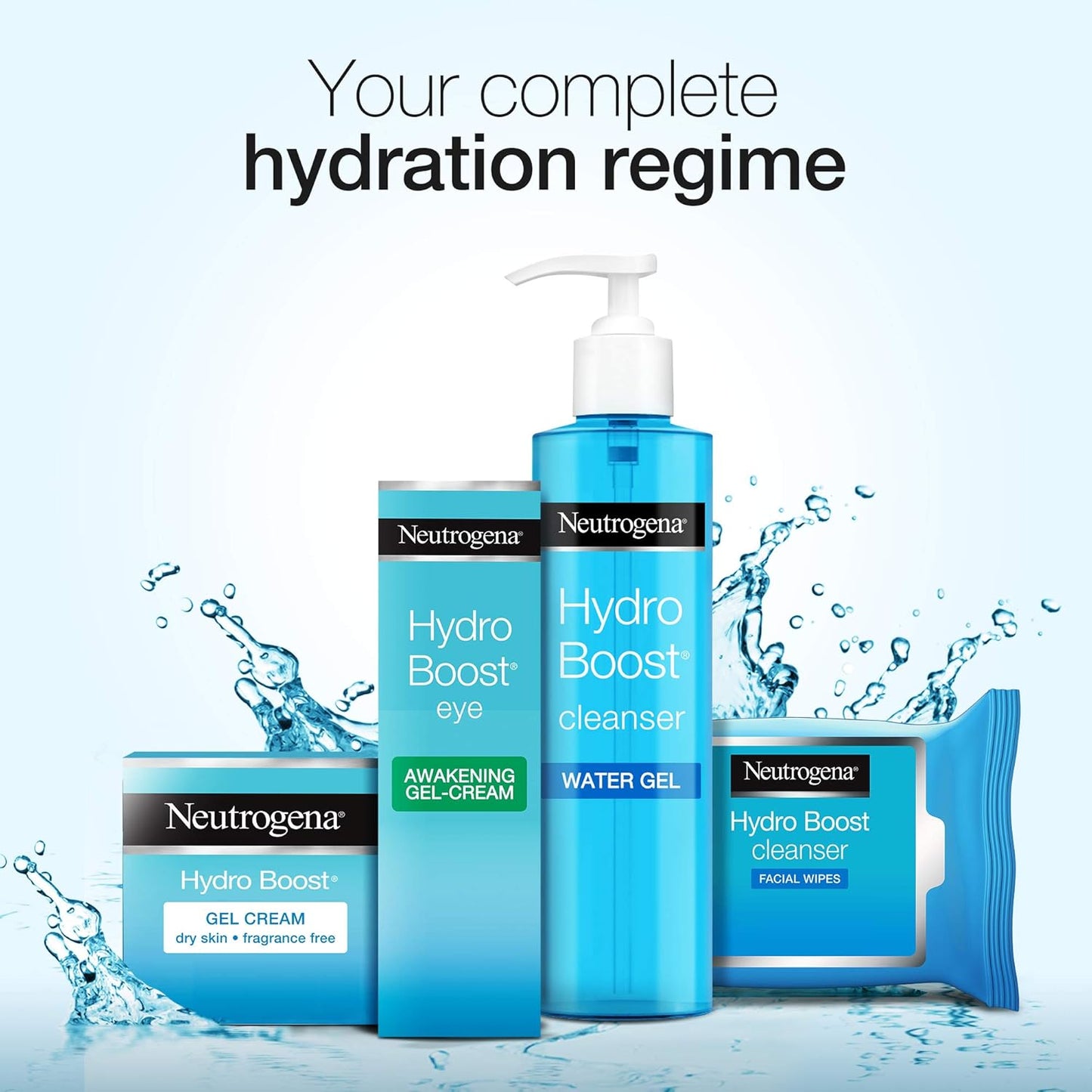 Neutrogena Hydro Boost Water Gel Facial Cleanser, with Hyaluronic Acid for Dry or Dehydrated Skin 200ml