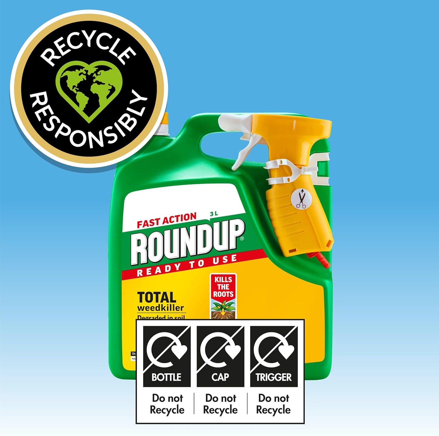 Roundup Fast Action Weedkiller, Ready to Use, Manual Spray, 3 Litre
