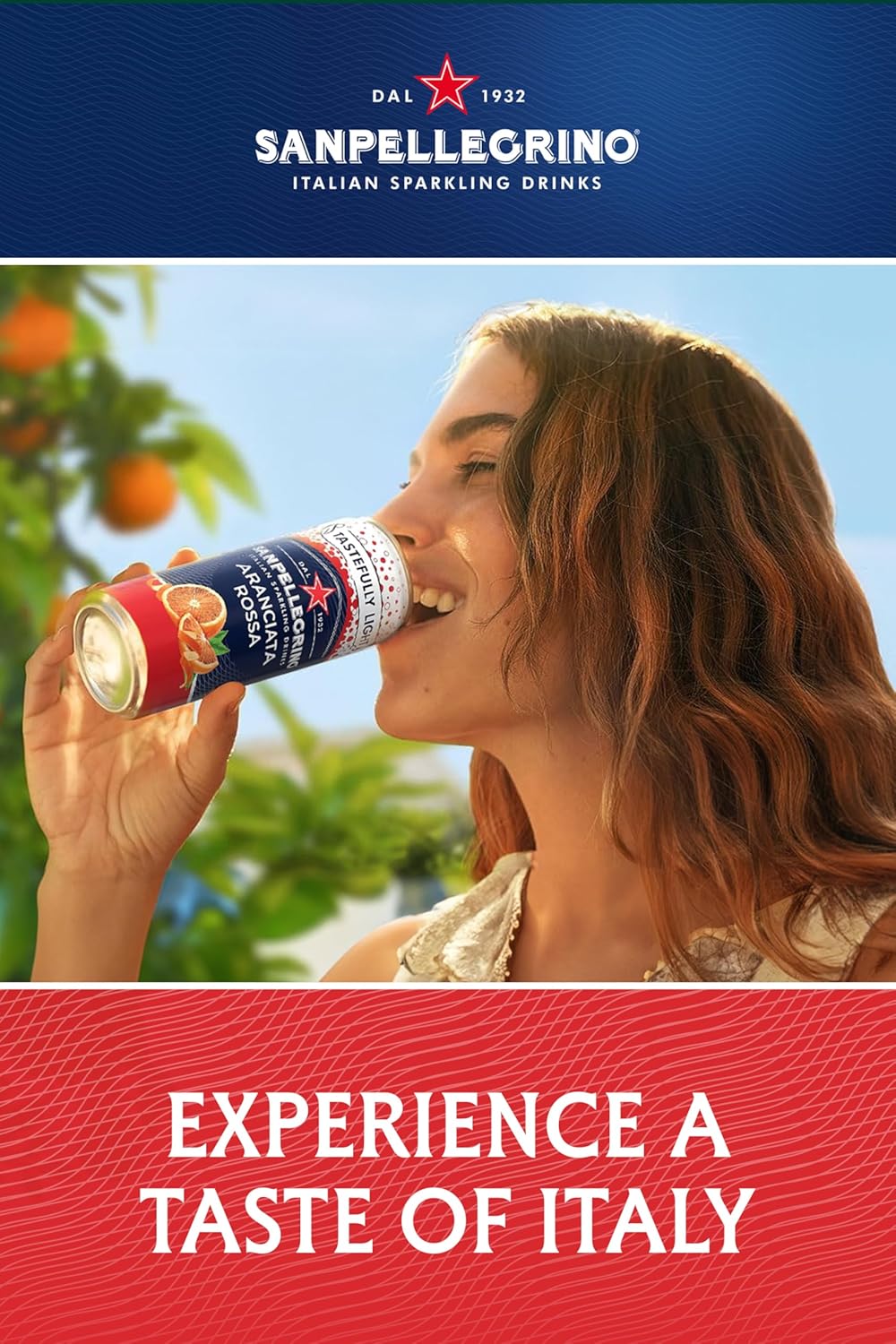 San Pellegrino Italian Sparkling Drinks Tastefully Light Sparkling Blood Orange Canned Soft Drink 12 x 330ml | 69 kCals per Can