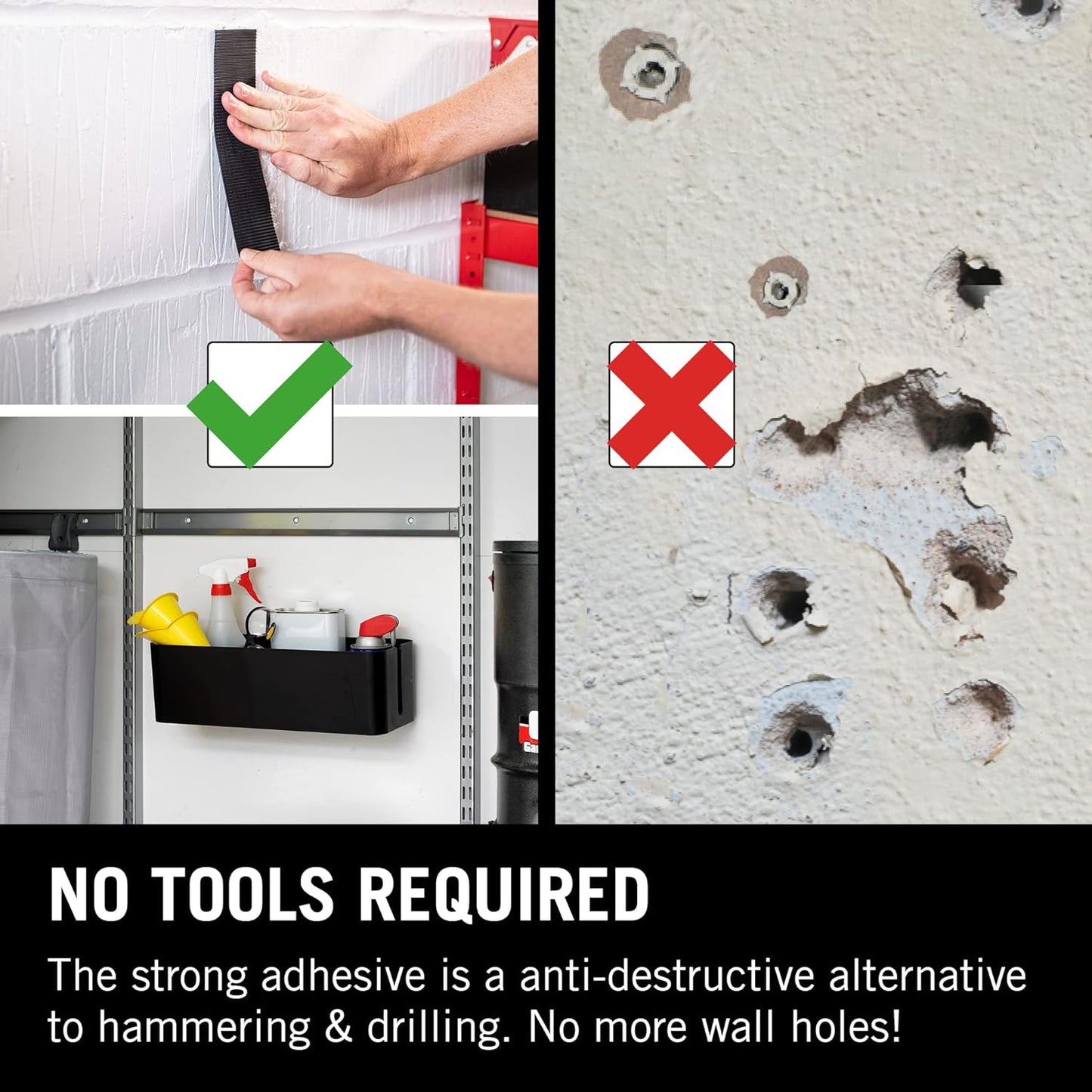 VELCRO Brand Heavy Duty Stick On Tape Cut-to-Length Industrial Extra Strong Double Sided Hook & Loop Self Adhesive Tape Perfect for Room Décor & Home, Office, Garage Use Black 50mm x 1m