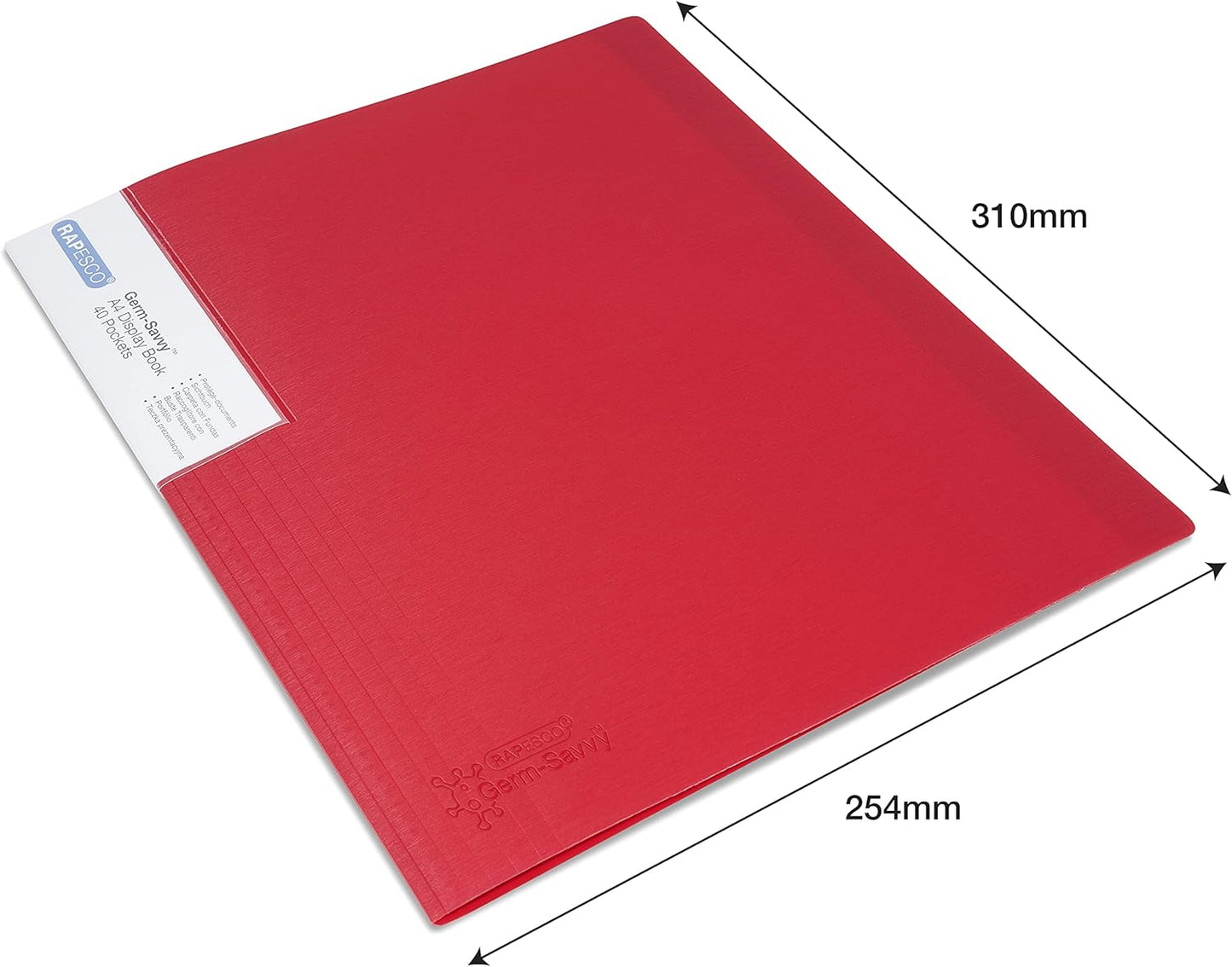 Rapesco 1676 Presentation Folder with Antibacterial Protection, 40 Pockets, A4, Red, Pack of 2