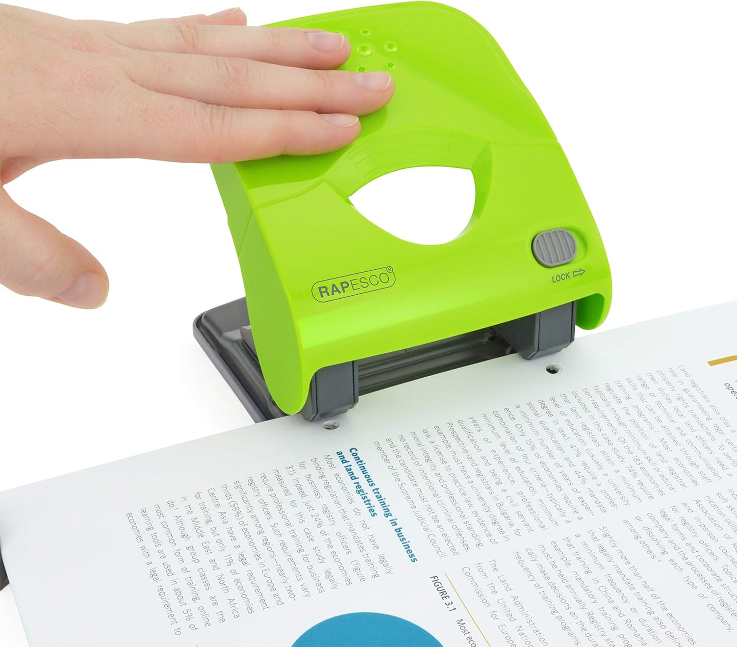 Rapesco 1529 X5-40ps Less Effort 2 Hole Punch, 40 Sheet Capacity, Green