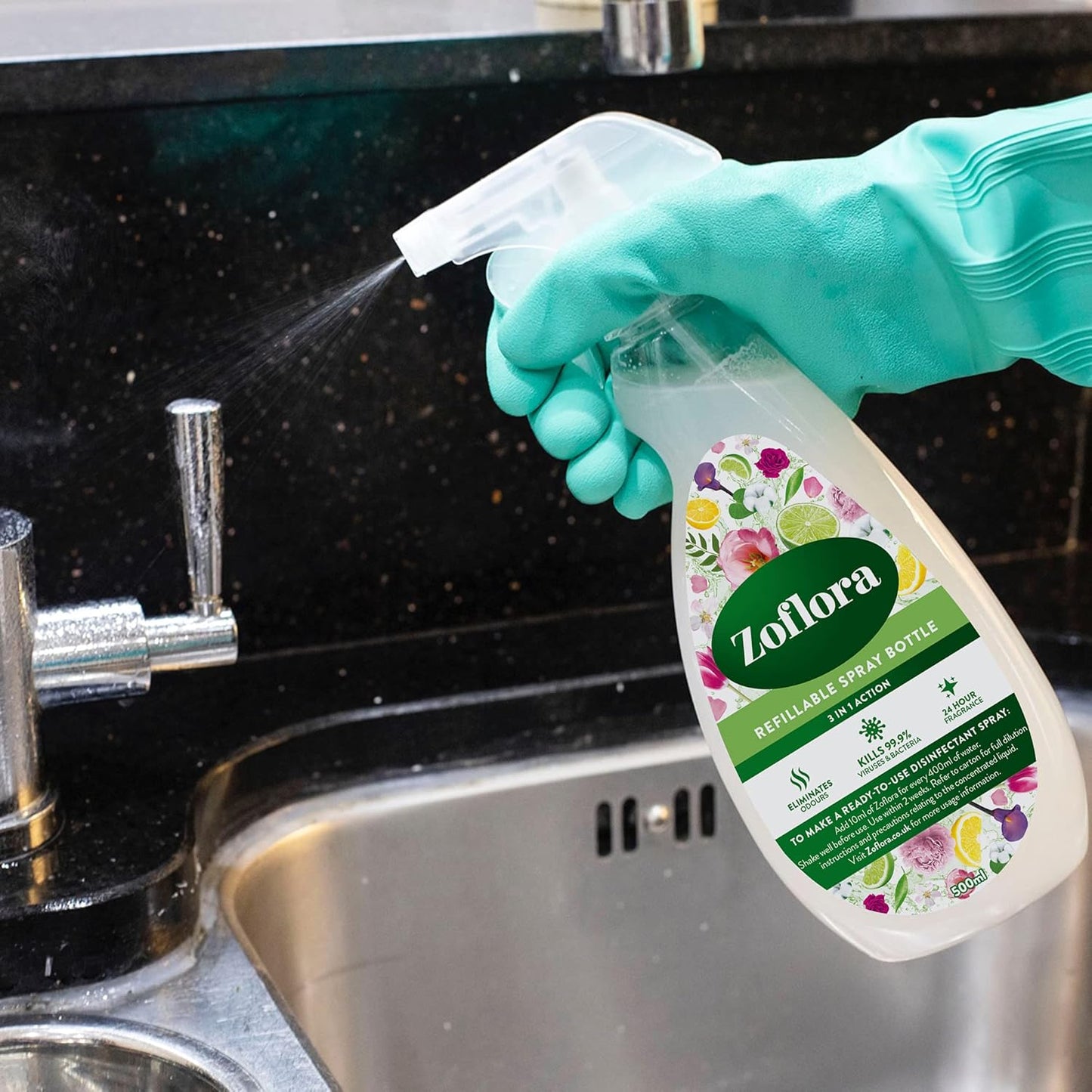 Zoflora Mountain Air Concentrated Multipurpose Disinfectant Liquid, Antibacterial & Multi-Surface, Pet Safe Disinfectant, Kills 99.9% Of Bacteria & Viruses, 1 X 500 ml