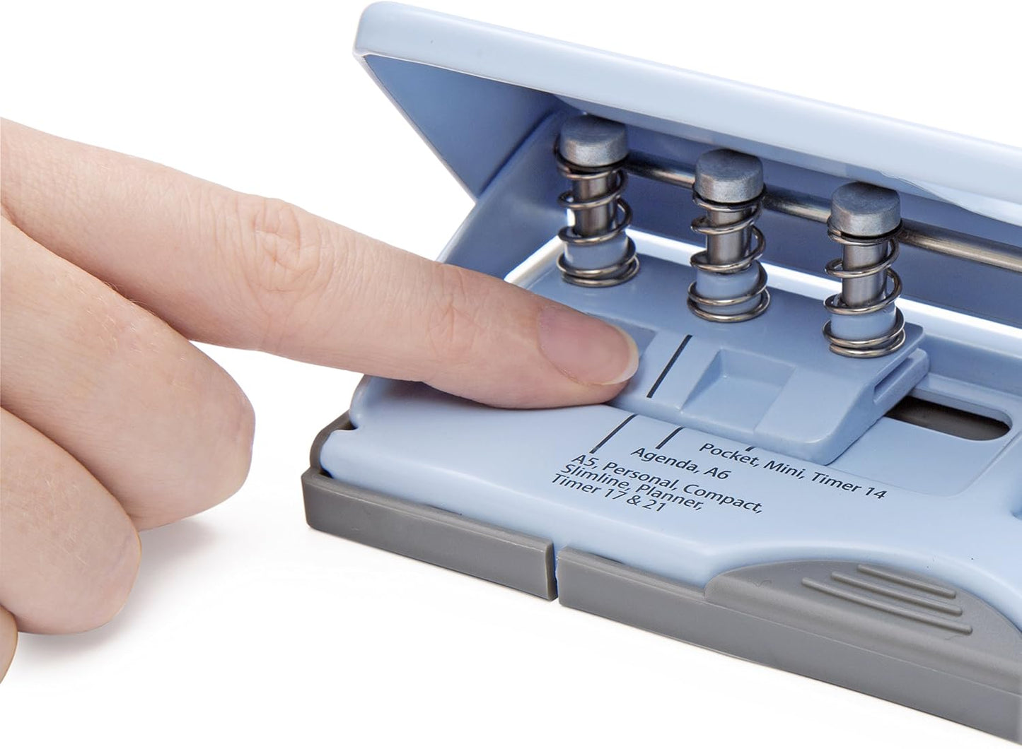 Rapesco 1323 Adjustable 6-Hole Organiser/Diary Punch, 10 Sheet Capacity, Powder Blue