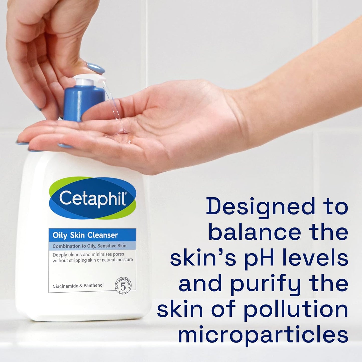 Cetaphil Oily Skin Cleanser, 473ml, Face Wash, For Combination to Oily Sensitive Skin, With Niacinamide