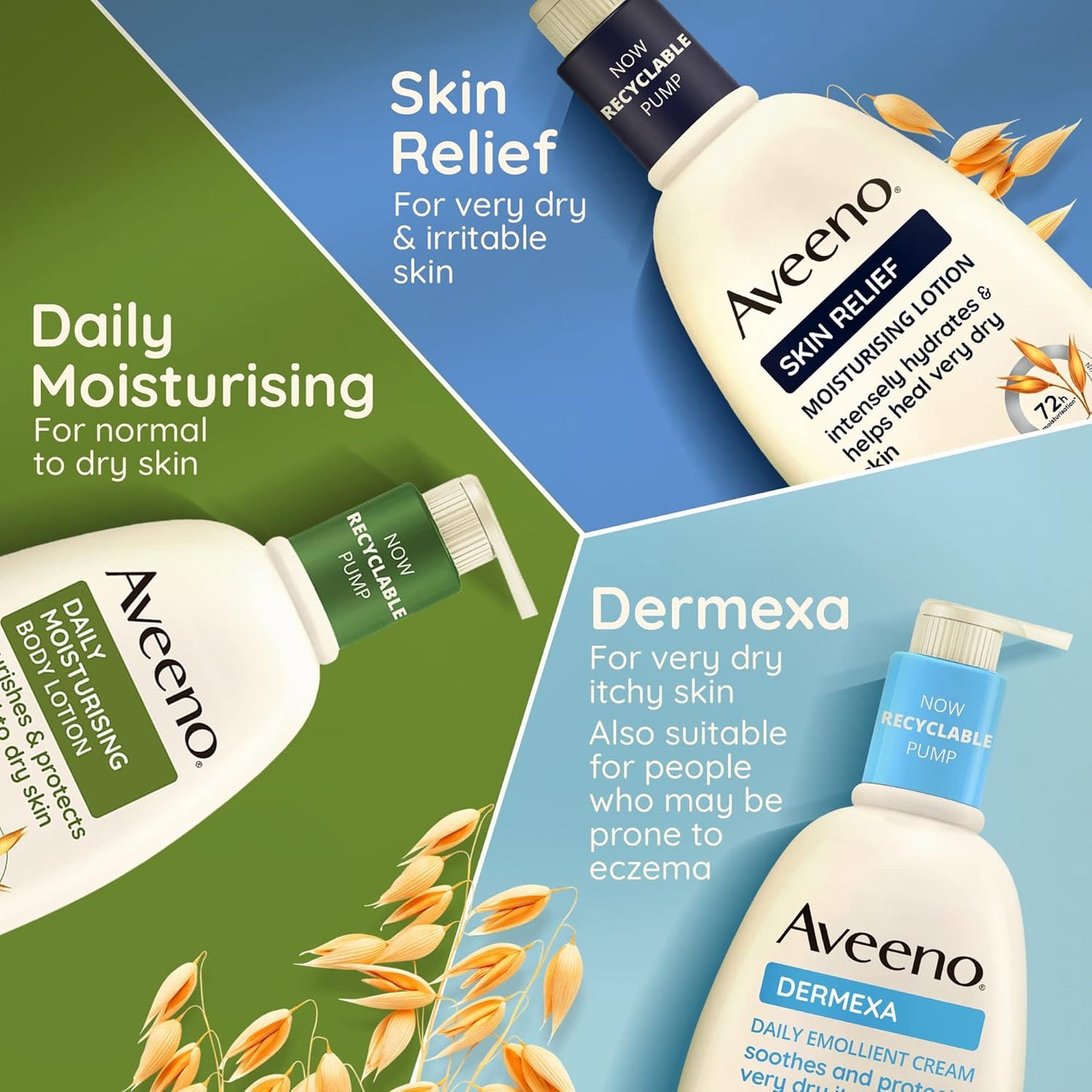 Aveeno Skin Relief Moisturising Lotion (1x 300ml) With Soothing Triple Oat Complex & Shea Butter, 72-Hour Intense Hydration, Helps Relieve Dryness and Tightness, Suitable for Sensitive Skin