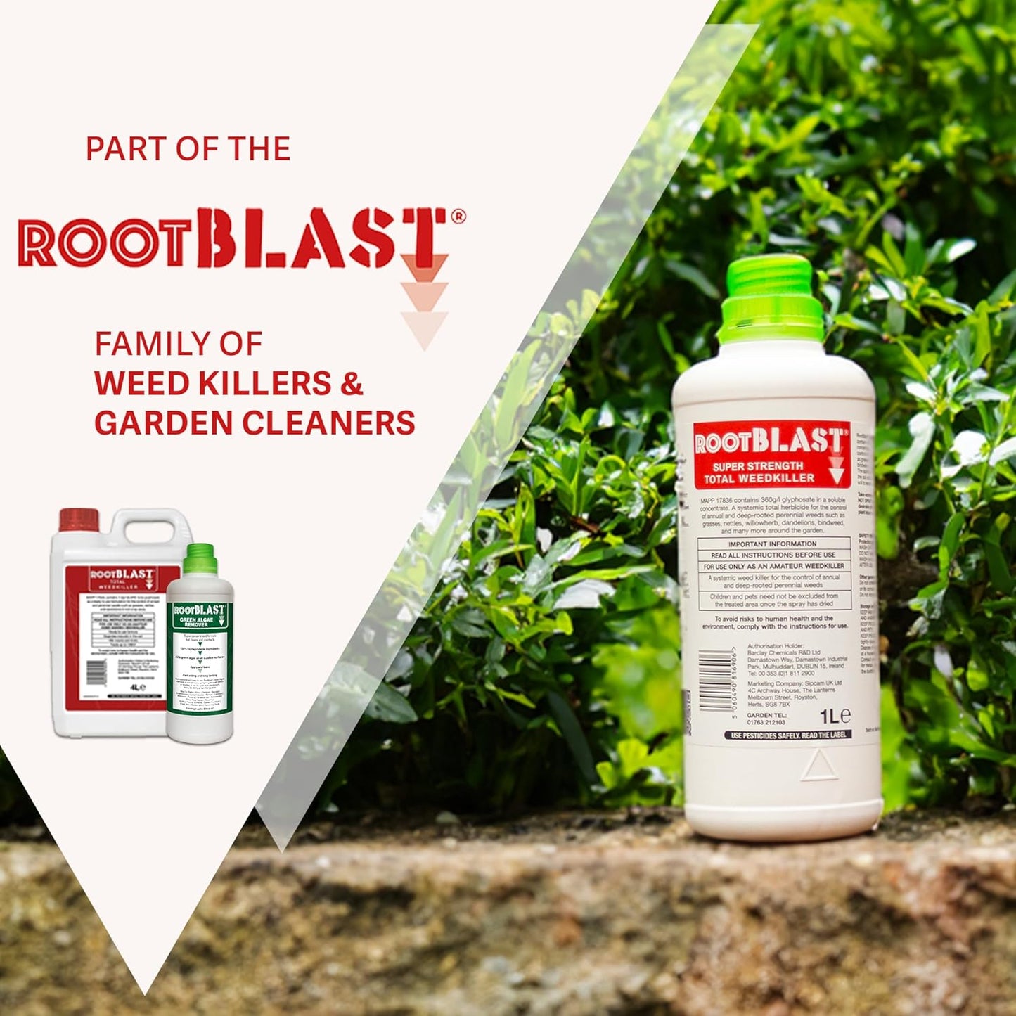 Rootblast | Super Strength Concentrated Total Weed Killer - Glyphosate for Effective Weed Control - Kills Weeds down to the their roots (1 x 1L), Packaging May Vary