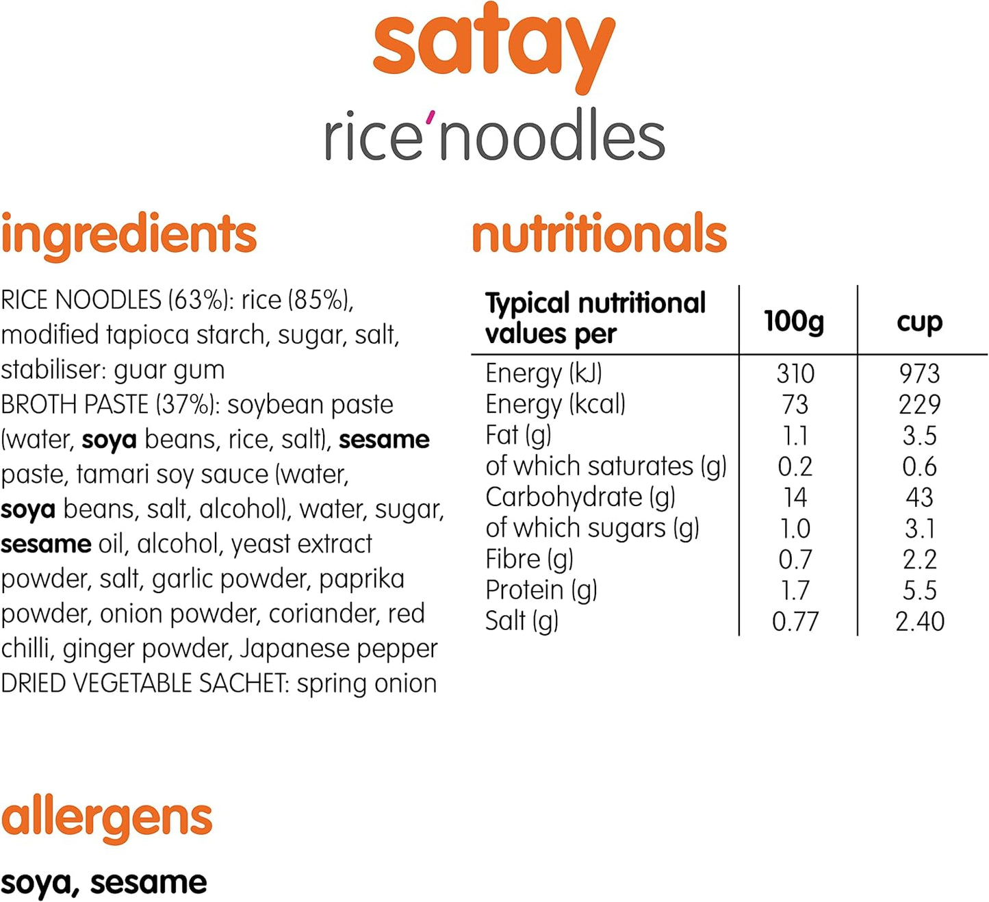 itsu Satay Flavour Rice Noodles | Pack of 6
