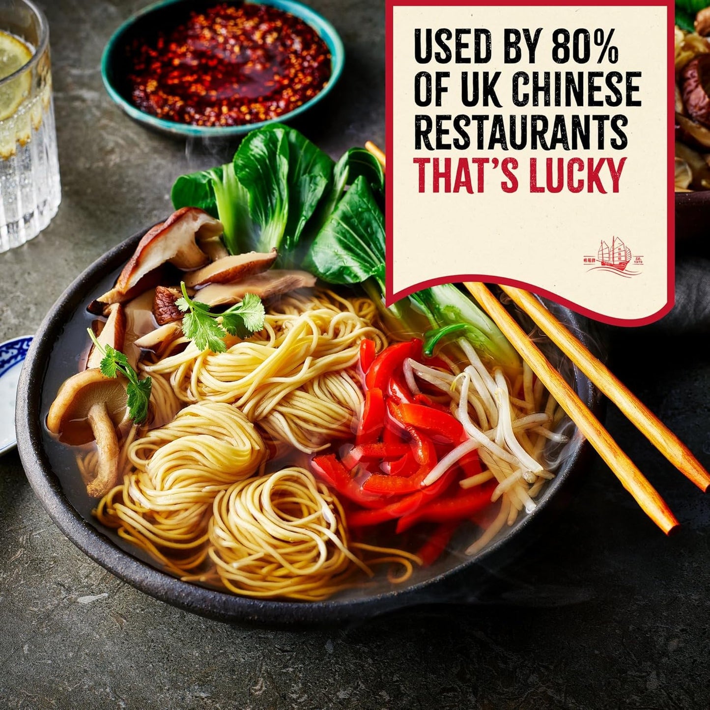 LUCKY BOAT Thick Chow Mein Noodles | 1 x 350g