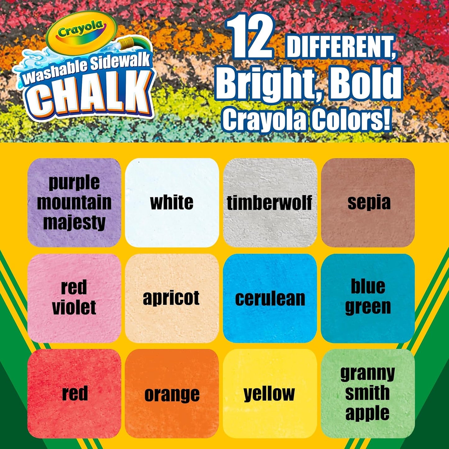 CRAYOLA Outdoor Chalk - Assorted Colours (Pack of 12) | Perfect for Drawing on the Pavement or Patio - Easily Washes Away with Water! | For Ages 4+