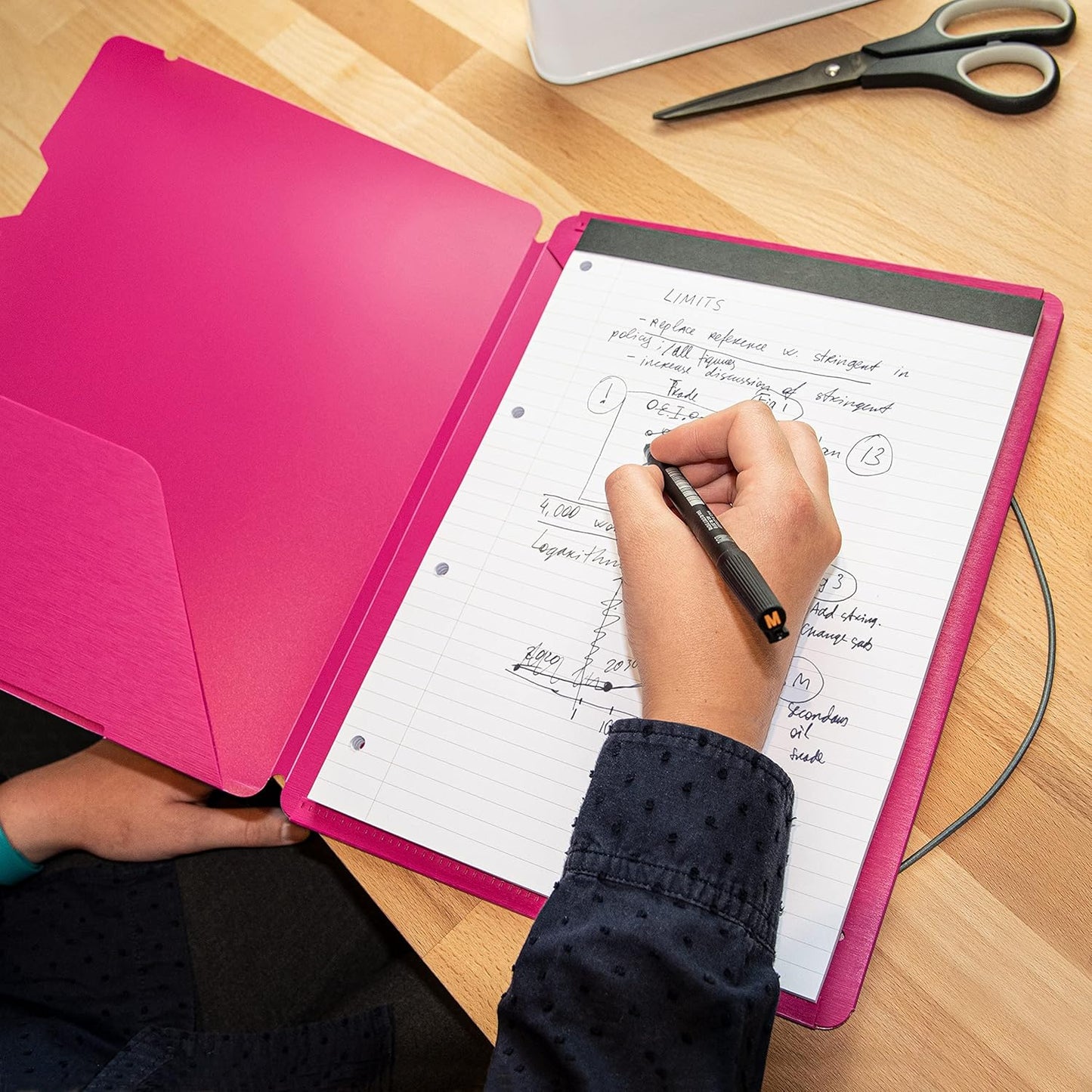 Rapesco 1686 Conference Portfolio Folder and 3 x Refill Pads with 160 Sheets, A4, Hot Pink