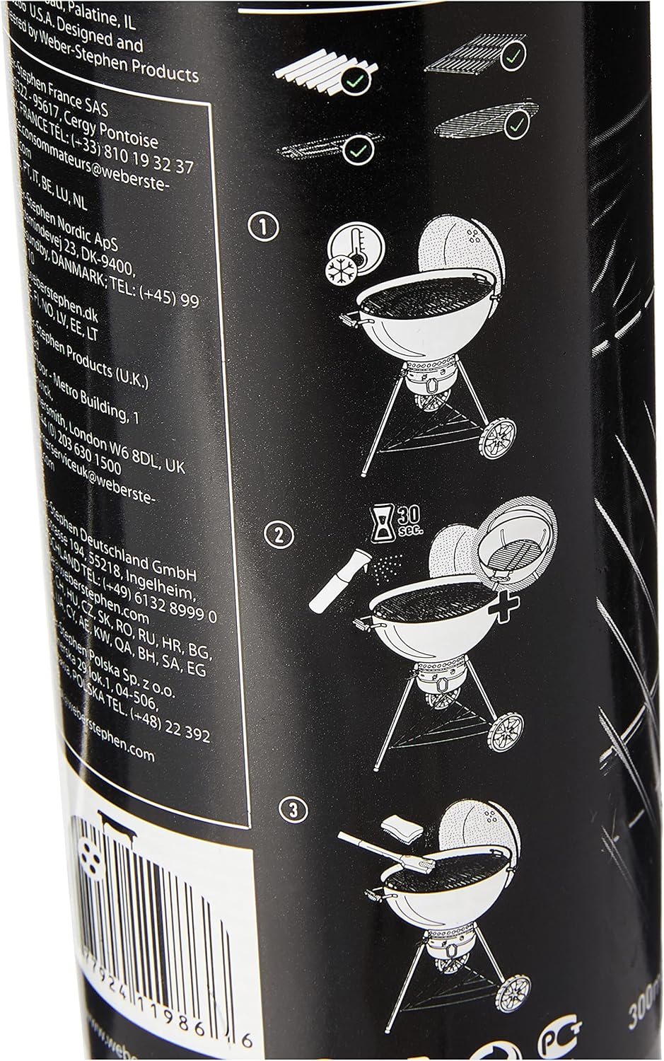 Weber Grill Grate Cleaner 300ml, fine Mist Spray, dissolves Grease and Food Residues, biodegradable, No hazardous Ingredients, suitable for all Grill Models (17875)