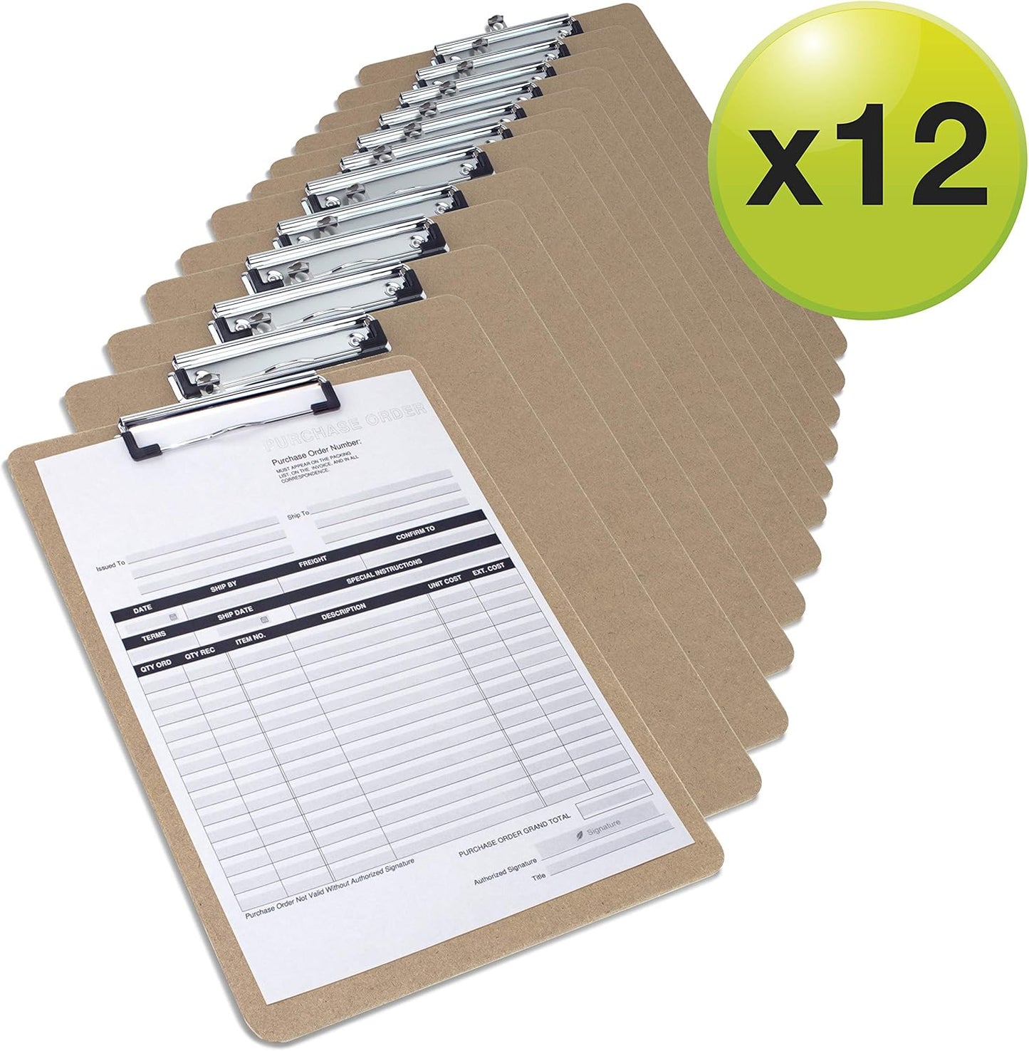 Rapesco 1601 Business Pack: 12 Standard Hardboard Clipboards, A4, Brown
