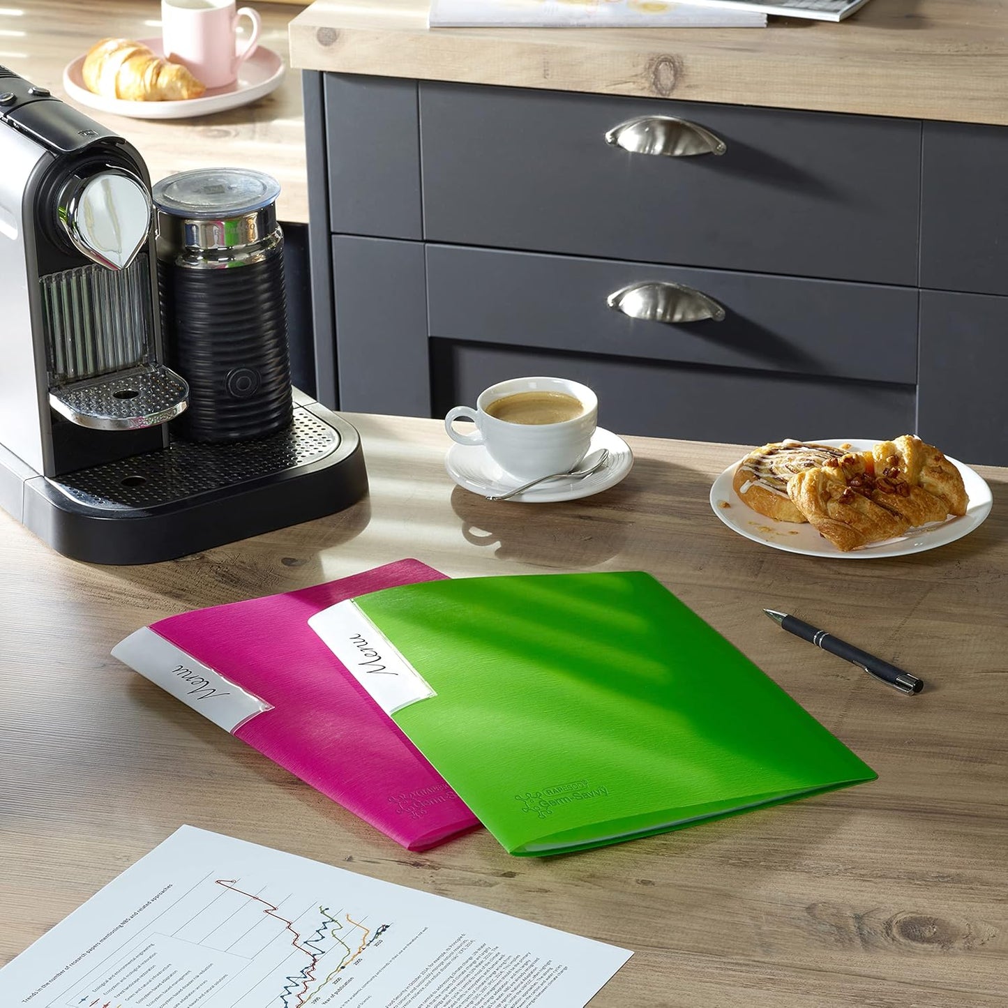 Rapesco 1646 Presentation Folder with Antibacterial Protection, 20 Pockets, A4, Assorted Colours, Pack of 6