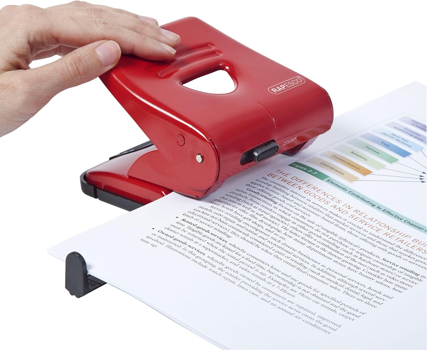 Rapesco PF827AR1 827 2-Hole Metal Punch, 30 Sheet Capacity, Red