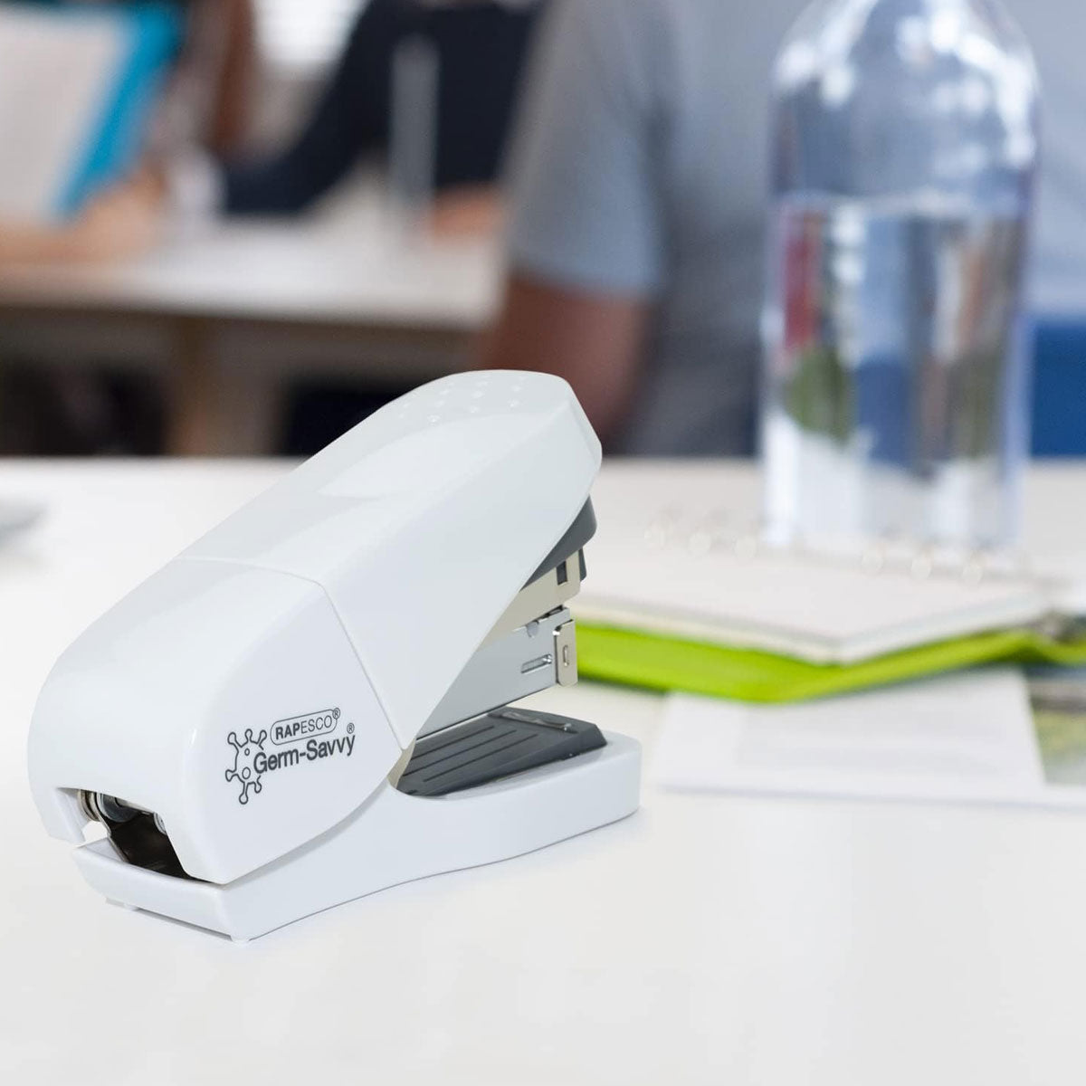 Rapesco 1689 ECO Less Effort Flat Clinch Stapler with 2000 Type 24/6mm Staples, 35 Sheet Capacity, White