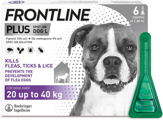FRONTLINE Plus Flea & Tick Treatment for Large Dogs | 6 Pipettes