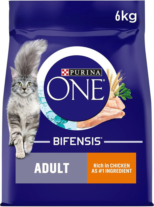 Purina ONE Adult Cat Food Chicken & Wholegrains | 6 kg, Blue