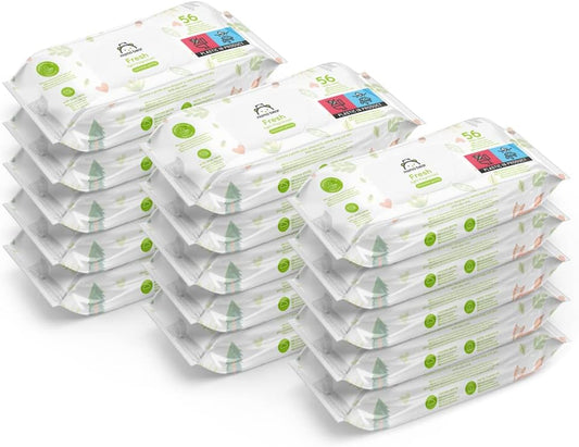 Mama Bear Fresh Lightly Fragranced Baby Wipes | 18 Packs of 56 (1008 Count)