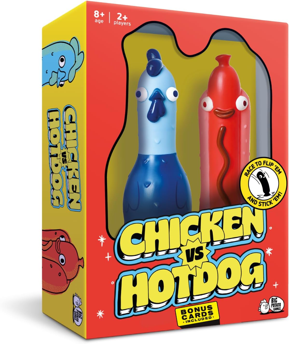 Chicken vs Hotdog – Hilarious Flip Challenge Party Game for Families, Kids & Adults | Fun Game for 2–10 Players | Includes Bonus Cards & Fast-Paced Fun for Christmas