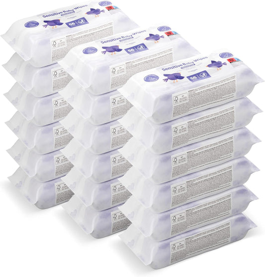 By Amazon Sensitive Baby Wipes 1008 Wipes, Unscented | 18 Pack of 56